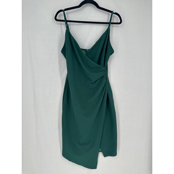 Altar'd State Dresses & Skirts - Altard State Dress Womens Medium Green Midi Party V Neck Ruched Stretch Dark